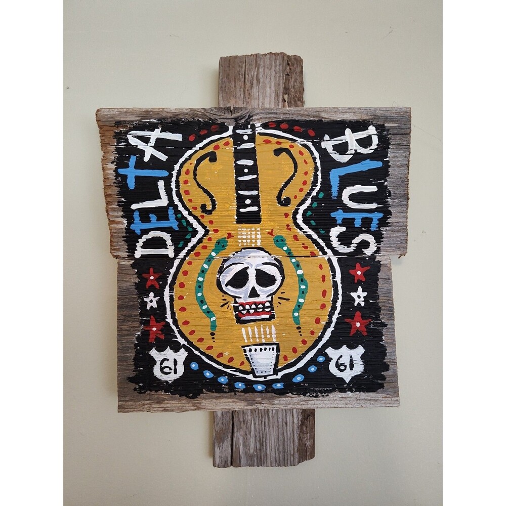 Delta Blues Cross Approximately 11" x 16" on Wood Planks Greg Anderson Mojo Hand
